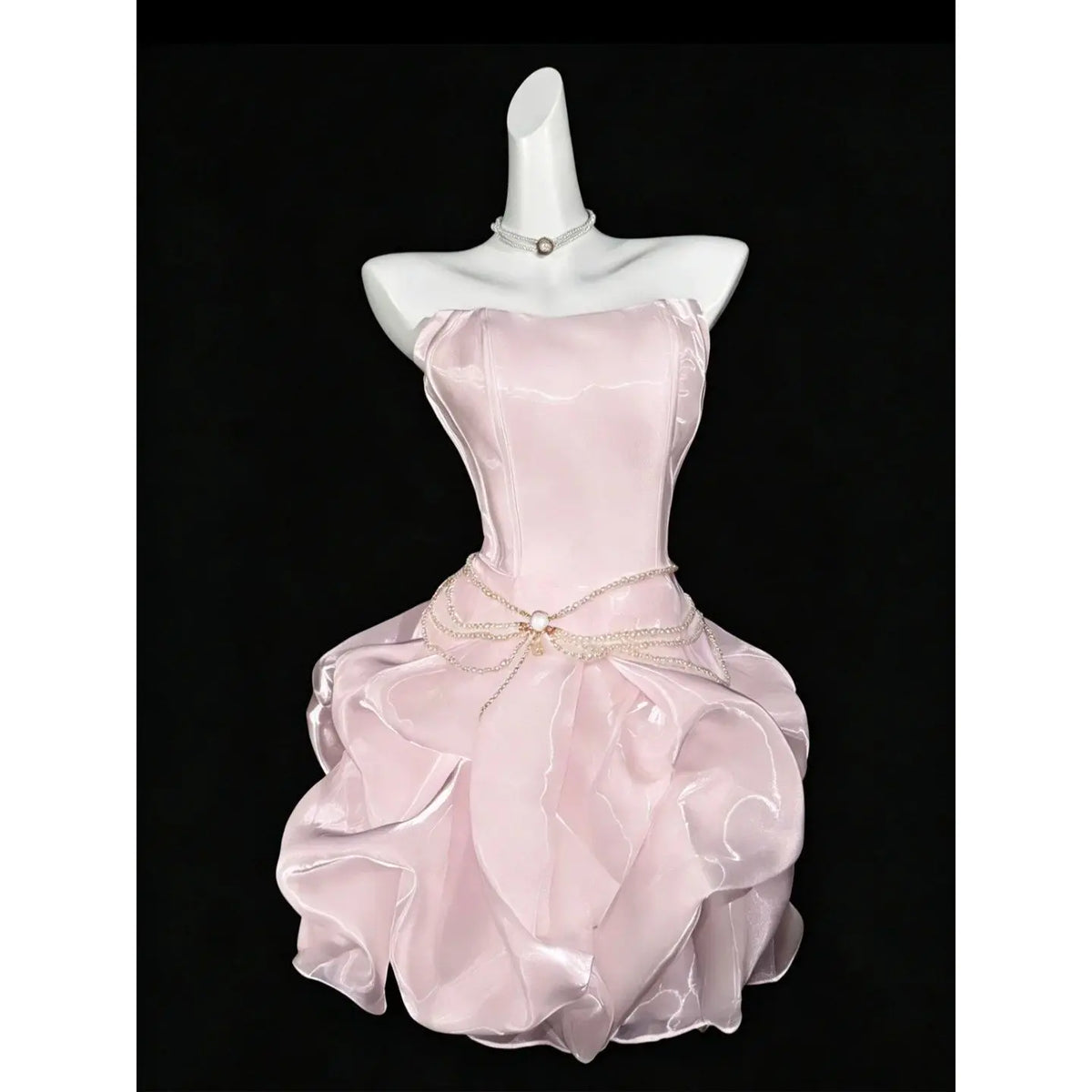Olivegirl Strapless Evening Dress Female Heiress Socialite Birthday Party Princess Dress Graduation Ceremony Short Fluffy