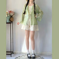 Improved Hanfu Shorts Set | Embroidered Floral Shirt & Suspender | Modern Chinese Summer Outfit