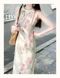 Olivegirl 2026 Summer Dress Tulip Chinese Petal-Necked Print Sleeveless Wrap-Up Bodice-Chasing Qipao Cheongsams Dresses