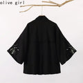 Embroidered Bamboo Rabbit Coat Shirt Spring Autumn 2025 Retro Chinese Traditional Versatile Black Jacket Top Women's Clothing