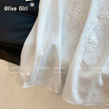 Olivegirl White Strappy Top Women's Shirt Embroidery V-Neck Linen Strappy Top Women's Summer 2026 Loose Fit Sleeveless Shirt