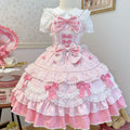 Summer Japanese Style Kawaii Lolita Dress Women Party Vintage Sweet Lace Bow Birthdays Cake Dresses Harajuku Y2k Bandage Dress