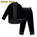 Fashion Gold Velvet Set Women's Plate Buckle Splicing 2026 Spring New Style Retro Style Coat Women's Clothing