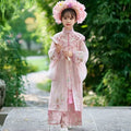 Girls Hanfu Dress | Horse Face Skirt & Cloud Shoulder | Chinese Princess Costume for Kids