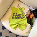 Olivegirl Tanks Camis Sweet and Cute Round-neck Halter Top for Girls Pink Green Summer Top for Young Girls Women's Clothing