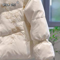 Pink Cotton Jacket Coat Fur Collar Embroidered White Cotton Jacket Elegant High-end Retro Winter Traditional Chinese Clothing