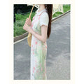 Olivegirl 2026 Summer Dress Tulip Chinese Petal-Necked Print Sleeveless Wrap-Up Bodice-Chasing Qipao Cheongsams Dresses