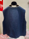 Olivegirl Fashion Retro Vest Top Sleeveless Shirt Navy Round-Neck Waistcoat Vest Summer 2026 High-End Loose Versatile Chic Top