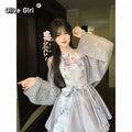 Retro Women's Dress Neck Hanging Cheongsam Dress Qipao Printed Bow Tie Outerwear Cardigan Camisole Traditional Chinese Clothing