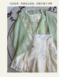 Improved Hanfu Shorts Set | Embroidered Floral Shirt & Suspender | Modern Chinese Summer Outfit