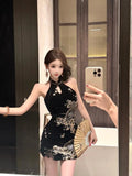 Olivegirl High-end Luxury Draped Sequin Dress Retro Chinese-style Waist-accentuated Slim Sexy Cheongsam Qipao 2026 Summer Dress