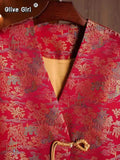 Olivegirl Red Hanfu Loose Jacket Women's Clothing 2026 Spring New Year Embroidery Jacquard Traditional Chinese Coat Jacquard