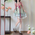 Olivegirl Hanfu Dress Embroidered Strap Skirt Short Sleeve Puff Skirt Lace Flower Chinese Sweet Women's Clothing Cosplay