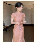 Chinese Style Dress Qipao Traditional Clothing Retro Young Improved Short Sleeve Cheongsam Dress Slim for Women Clothes Wedding
