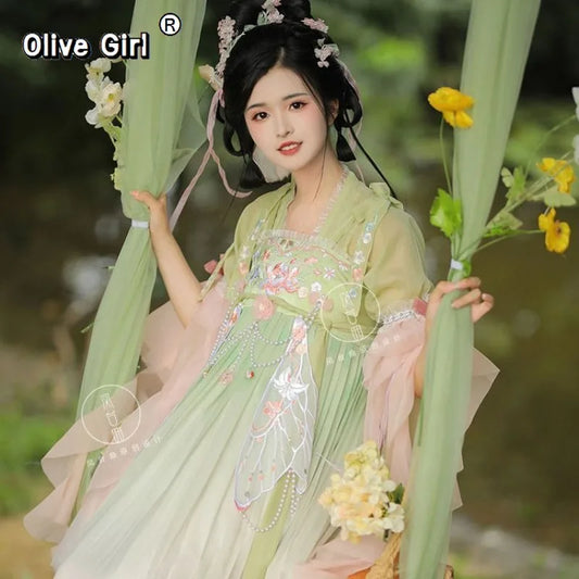 Olivegirl Hanfu Dress Women Chinese Ancient Traditional Hanfu Carnival Cosplay Costume Summer Hanfu Pink Purple Greren Dres
