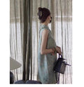 Improved Chinese Style Cheongsam Dress Summer Plus Size Women's Clothing Embroidery Qipao Long Floral Sleeveless Vest Dress