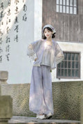 Hanfu Lantern Pants Set | Sweet Purple Green | Improved Chinese Casual Summer Outfit