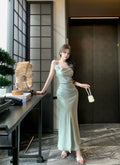 Olivegirl Summer Sexy Dress Evening Gown French Strap Fish Tail Bodycon Acetate Cocktail Dress High-End Elegant Women's Clothing