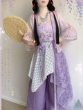 Olivegirl Hanfu Women's Clothing Chinese Style Short Shirt Suspender Print Elegant Sweet Song Pants Daily Outfit Summer Cosplay