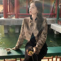 Suit Short Jacket Coat Skirt Set Women's Set Elegant Brown High-end Autumn Winter Two-piece Set Traditional Chinese Clothing
