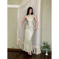 Olivegirl Mint Green Sleeveless Summer Long Dresses for Woman 2026 Floral  Ladies Bodycon Maxi Dress Elegant Lily Print