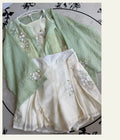 Improved Hanfu Shorts Set | Embroidered Floral Shirt & Suspender | Modern Chinese Summer Outfit