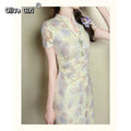 Olivegirl Elegant Dress Qipao 2026 Chinese Style Water Drop Collar Gradient Rose Jacquard Texture Cheongsam Dress