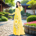 Olivegirl Aodai Vietnamese Traditionally Dress Long Qipao Two-piece Wide-leg Pants Cheongsam Aodai Dress Women's Clothing