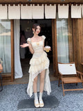 Plus Size 3XL Lolita Dress Sexy Elegant Rose Style Long Tailed Dress Oversized Women's Summer Sleeveless Polka Dot Dress Fairy