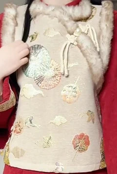 Embroidered Vest Qipao Dress Cheongsams Two-piece Set Red New Year Autumn Winter 2025 High-end Elegant Waist Cinching Dress