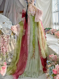 Olivegirl Hanfu Dress Tang Style Embroidery Flowered Fairy Goddess Cosplay Daily Spring Summer Travel Live Party Birthday