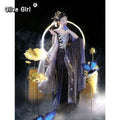Exotic Hanfu Dance Dress | Gradient Embroidery Fairy Cosplay | Stretchy Elastic Skirt