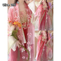 Olivegirl Hanfu Dress Traditional Chinese Clothing Women's Clothing Spring Print Gradient Embroidery Fairy Cosplay