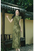 Olivegirl Women's Dress Qipao 2026 Green Cheongsam High End Elegant Young Chinese Retro Daily Summer Clothing