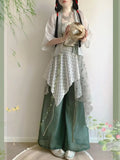 Olivegirl Hanfu Women's Clothing Chinese Style Short Shirt Suspender Print Elegant Sweet Song Pants Daily Outfit Summer Cosplay
