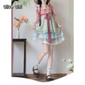 Olivegirl Hanfu Dress Embroidered Strap Skirt Short Sleeve Puff Skirt Lace Flower Chinese Sweet Women's Clothing Cosplay