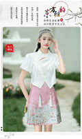 Olivegirl Chinese style improved jacquard top blouse one-piece woven gold embroidered horse face short skirt women's clothing