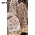 Pink Coat with Sequins Flower Embroidery Nail Beads Furry Fur Jacket Women's Outear Clothing Winter High-end Cotton-padded Coat