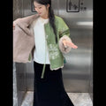 Thick Velvet Jacket Coat Cotton-padded Embroidered Green 2026 Winter Vintage Temperament High-end Exquisite Chinese Style