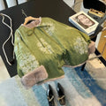 Thick Velvet Jacket Coat Cotton-padded Embroidered Green 2026 Winter Vintage Temperament High-end Exquisite Chinese Style