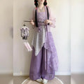 Olivegirl Hanfu Women's Clothing Chinese Style Short Shirt Suspender Print Elegant Sweet Song Pants Daily Outfit Summer Cosplay