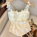 Olivegirl French Sexy 3D Floral Satin Fishbone Tank Top for Women Camis 2026 Summer New High-end Spicy Girl Top