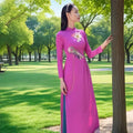 Olivegirl Aodai Vietnamese Traditionally Dress Long Qipao Two-piece Wide-leg Pants Cheongsam Aodai Dress Women's Clothing