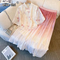 Olivegirl 2026 Chinese Style Buckle Top Gradient Pink Fairy Skirt Summer Immortal Style Improved Cheongsam Shirt Women's Top