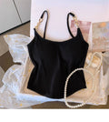 Olivegirl Women's Camisoles Tanks Short Backless Camisole Top with Chest Cushion for Women's Tee Clothing Party