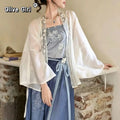 Olivegirl Hanfu Dress 2026 Elegant and Sweet Embroidered Hoodie Strap Set Summer Chinese Style Set Women's Clothing