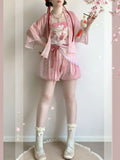 Olivegirl Hanfu Women's Song Style Short Shirt Flower Bud Pants Skirt Shorts Set Daily Summer Style