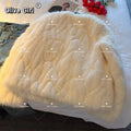 Luxury Women's Coat Clothing Winter High End Faux Fur Coats White Fur Super Beautiful Cotton Jacket Outwear Outfit