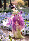 Olivegirl Hanfu Dress Set High End Cosplay Big Sleeve Original Fairy Hanfu Purple Green Embroidered Flower Slimming Set
