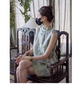 Improved Chinese Style Cheongsam Dress Summer Plus Size Women's Clothing Embroidery Qipao Long Floral Sleeveless Vest Dress